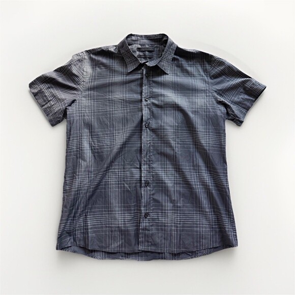 Kenneth Cole New York Other - Kenneth Cole Made in Italy Men's XL Gray Check Woven Short‎ Sleeve Button-Up
